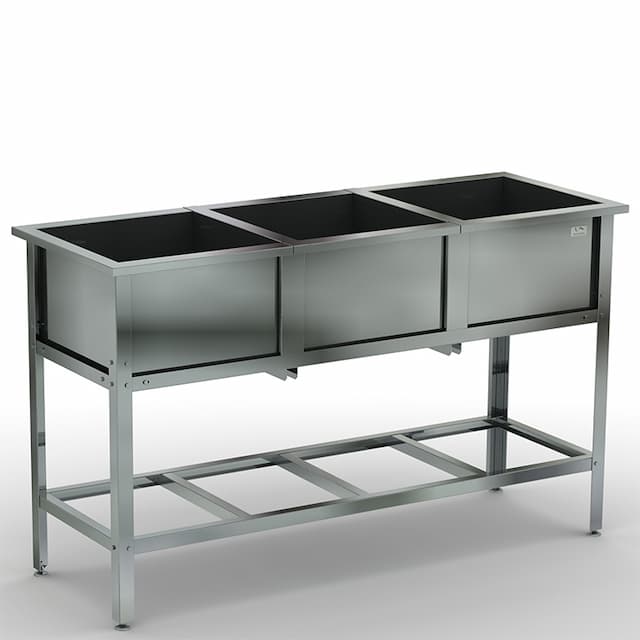 Ванна моечная трехсекционная сварная КОБОР ВМС/3-145/53/430