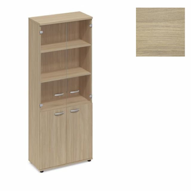 Шкаф стеклянные дверцы стенка ДСП Юнитекс А4 (78x43.4x193) А4 9390 ДК дуб скандинавский