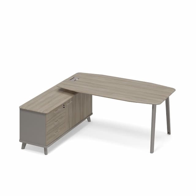 Стол руководителя на опорной тумбе левый (тип 2) Юнитекс ТМ М1 109 МП ВЛ ВЛ мокко премиум (корпус) / вяз либерти (столешница, топ, фасад)