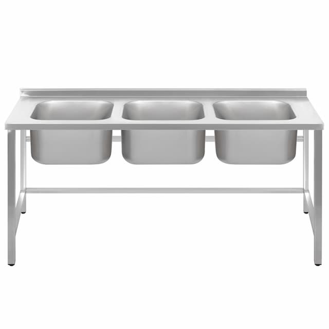 Ванна моечная трехсекционная Luxstahl ВМ3 18/6/8.5 (0.8) без фартука